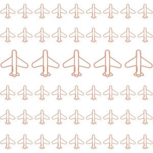 50 Pièces Trombones En Métal, Trombone Avion De Forme Créative, Trombones Avion En Métal Pinces Papier, Trombones En Or Rose Pour La Papiers Papeterie Et Fournitures Bureau - Neuf