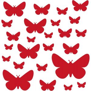 Trahoo-Set De 25 Stickers Muraux Enfants Papillons - Autocollants Décoration Murale Chambre Bébé - Facile À Poser Rouge - Neuf