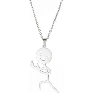 Kal-Drôle Smiley Doigt Du Milieu Graffiti Pendentif Collier Personnalisé Gestes Cool Collier Punk Créatif Unique À La Main Déclaration Amitié Bijoux Femmes Hommes - Neuf
