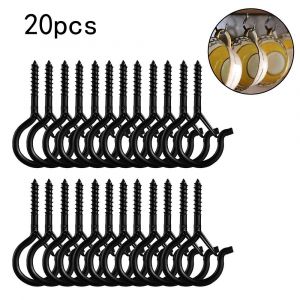 20 pièces de Crochets à Vis pour une Utilisation en Extérieur, Crochets à Vis, Crochets de Plafond, Un Noir - Neuf