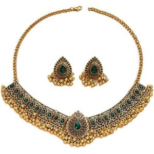 Meimie-Parure De Bijoux Indiens Traditionnels Bohémiens Pour Femmes Et Filles-Argent Vieilli Oxydé Ethnique Fête Bal De Fin D'année,Collier Plastron Boucles D'oreilles Gland Ras Du Cou Punk Cristal Cadeau - Neuf
