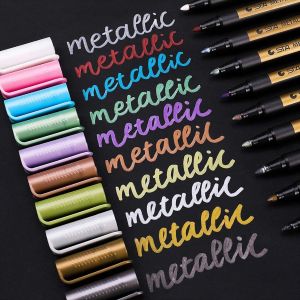 Loc-10 Couleurs Marqueurs Métalliques Stylos De Peinture, Pour Bricolage, Peinture, Scrapbooking, Album Photo, Cailloux, Verre, Faire Des Cartes-Cadeaux, Livre D'or De Mariage, Ecriture Et Coloriage - Neuf