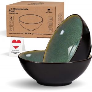 Bol &Agrave; Ramen En C&eacute;ramique,20 Cm,Vert D'eau,Bol &Agrave; Soupe,Bol &Agrave; Salade,Bol Pour Pho,Bol Pour Nouilles Ramen,Bol &Agrave; C&eacute;r&eacute;ales,Articles De Qualit&eacute; A-B,Vert/Noir - Neuf