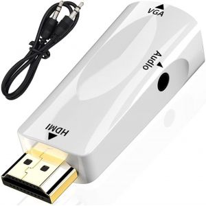 KALANKA-Adaptateur HDMI vers VGA, HDMI vers VGA avec Audio, 1080P 60HZ, mâle vers Femelle, convertisseur d'ancien PC vers TV/Moniteur avec HDMI, convertisseur avec Audio pour Moniteur - Neuf