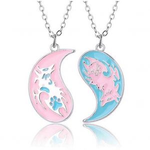 Collier Double D'amitié Yin Yang Tai Chi Avec Pendentif Loup, Unisexe, En Argent 01 - Neuf