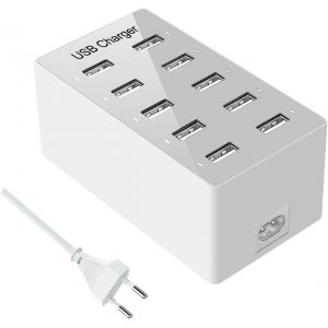 JGD-Station de Charge USB Multiple pour iPhone 12/13/14, Samsung Galaxy S22/S23 Ultra/Z Flod/Z Flip, Google, Xiaomi, Huawei, iPad, iPod (Blanc) - Neuf