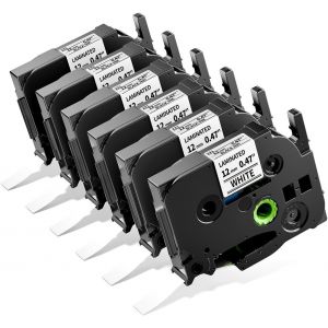 Compatible pour Brother Tze231 Compatible pour Brother P-touch PT-H110 H200 H100LB H107B H105 E110VP 1000 D210 Ruban 12mm 0.47 Blanc TZe-231 Laminated 12mm 0.47 Noir sur Blanc, 6pack - Neuf