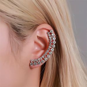 Kal-Cristal Oreille Clip Boucle D'oreille Zircon Cubique Strass Double Rang&eacute;e Oreille Grimpeur Crawler Boucle D'oreille Cz Cluster Oreille Manchette Wrap Boucle D'oreille Bijoux Pour Femmes - Neuf
