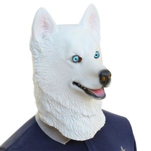 Masque D'halloween, Husky Chien En Latex Tête D'animal Masque Nouveauté En Caoutchouc Costume D'halloween Masques De Carnaval Délicat Partie Drôle Cos Chien En Latex Masque - Neuf