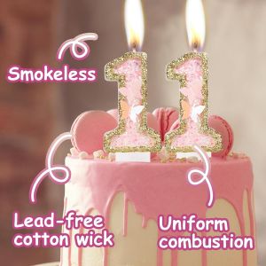 D&eacute;coration De G&acirc;teau D'anniversaire En Forme De Papillon En Forme De Chiffre 15 - Bougies Roses Et Dor&eacute;es Pour G&acirc;teau De 15e Anniversaire De Filles - Pour F&ecirc;te Sur Le Th&egrave;me Des Papillons[Z7511] - Neuf