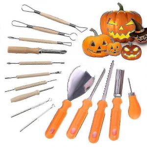Kit de sculpture de citrouille 15 pi&egrave;ces, outils et accessoires professionnels, ensemble de couteaux &agrave; sculpter en acier inoxydable - Neuf
