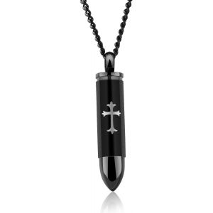 Kal-Homme Femme Acier Inoxydable Pri&egrave;re De Balle Crois&eacute;e Cendres Incin&eacute;r&eacute;es Collier De Pendentif Capsule Carrier Conteneur Comm&eacute;moratif Religieux - Neuf
