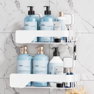 Lot de 2 &eacute;tag&egrave;res de Douche &agrave; Ventouse en Acier Inoxydable Antirouille - Panier Mural sans Per&ccedil;age - Grande Capacit&eacute; - Ventouse amovible - Organisateurs de Salle de Bain et D&eacute;coration - Neuf