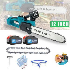 Tron&ccedil;onneuse &eacute;lectrique brushless 12 pouces tron&ccedil;onneuse sans fil avec batterie Makita compatible avec huile automatique et serrure de s&eacute;curit&eacute; pour l'&eacute;lagage de scie &agrave; arbre et la coupe de branches - Neuf