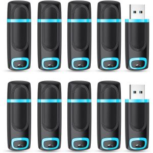 Lot de 10 Clé USB 32Go, Cle USB 32Go 2.0 Stockage Données avec Lumière LED pour PC tablettes/Laptop/autoradio/TV(Cyan) - Neuf