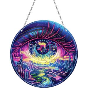 Ayuhr-Diy ?il Diamond Painting Pendentif, Paysage Pendant Broderie Diamant Kit Avec Chaîne, Pour Jardin Maison Porte Et Fenêtre Décoration Cadeaux 20x20 Cm(?il) - Neuf