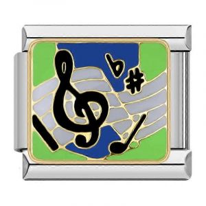 Hapiship Famille Femmes 2024 Mode Musique Guitare Poker Charm Liens Fit 9mm Bracelet En Acier Inoxydable Fabrication Bijoux Diy New114 - Neuf