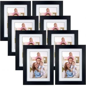 Fchhk-Lot De 8 Cadres Photo 10x15 Cm Avec Passe-Partout Ou 13x18 Cm Sans Passe-Partout Pour Décoration Murale Ou Affichage De Table, Noir - Neuf