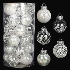 Claire boules de No&euml;l, 30-pack de 2,36 pouces blanc boules de No&euml;l pour sapin de No&euml;l avec de d&eacute;licates de remplissage, incassable pendaison de boules de No&euml;l - Neuf