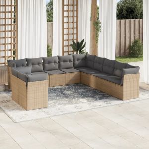 Prolenta Premium - Salon De Jardin 11 Pcs Avec Coussins Beige R&eacute;sine Tress&eacute;e - Neuf