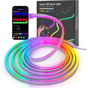 Neon Ruban Led 3m, Rgb Bande Led Avec Contrôle App Contrôle, Flexible Étanche Découpable Synchronisation Musicale Bandeau Lumineuse Led Pour Intérieur Déco Maison - Neuf
