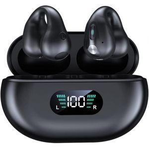 NAERYUTER-Écouteurs À Conduction Aérienne Sans Fil,Casque De Sport À Clip D'Oreille,Bluetooth 5.3,Microphone Hd,Pour Course,Fitness,Extérieur (Noir) - Neuf