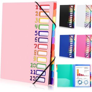 Range Document Bureau A4, Classeur Extensible, Classeur &Agrave; Documents &Agrave; 12 Compartiments, Rangement Papier Administratif Avec &Eacute;lastique Pour Documents De Bureau, Devoirs Scolaires (Noir) - Neuf