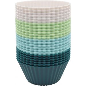 Lot De 24 Moules &Agrave; Muffins Et Cupcakes R&eacute;utilisables En Silicone, Multicolores, Format Standard, Compatibles Lave-Vaisselle. - Neuf