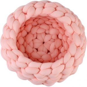 Panier Fait Main Pour Animaux De Compagnie, Chiens, Chats, Corde Épaisse En Coton Tressé, Coussin Moelleux Pour Dormir, Chiot, Chaton, Laine Tricotée (40 Cm, Couleur Rose) - Neuf