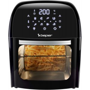 P101Fri012 Friteuse &Agrave; Air Chaud, R&ocirc;tissoire, Four, Grille-Pain, S&eacute;choir,12 L, 1800W, Panneau Touch, 8 Programmes, Accessoiris&eacute;, R&eacute;glable, Noir - Neuf