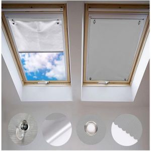 Store Occultant Sans Perçage Pour Velux Ggl M06 Et 306-60 X 93 Cm, Rideau Occultant Thermiques Avec Ventouse, Protection Solaire, Store Pour Fenêtre De Toit Chambre Jardin Voiture, Gris - Neuf