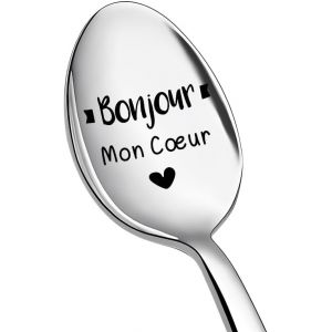 Sjzg-Cadeaux Copine Couple Amoureux Cuill&egrave;re Bonjour Mon Coeur Id&eacute;e Cadeau Anniversaire Pour Petit Ami Copines Femme Homme Cuillere &Agrave; Caf&eacute; Dessert - Neuf