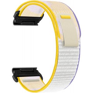 22Mm Quickfit Bracelet Pour Garmin Fenix 8 Pro 47Mm/8/7 Pro/7/6 Pro/6/5 Plus, Souple &Eacute;lastique Nylon Bracelets Pour Garmin Tactix 8 47Mm/Descent/Epix/Approach S70/Forerunner 965 - Violet Blanc - Neuf
