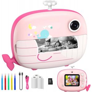 CMWX-Ushining Appareil Photo &agrave; Impression Instantan&eacute;e pour Enfants, 1080P Appareil Photo Num&eacute;rique Enfant avec &Eacute;cran de 2,4 Pouces Papier d'impression Carte TF 32 Go, Cadeau pour Filles Gar&ccedil;ons 3-14 - Neuf