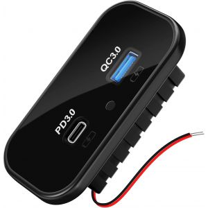 JGD-Prise USB 12 V pour camping-car, double prise USB pour chargeur de voiture, QC3.0 A et C Ports Charging Socket Panel pour 12 V/24 V Car Marine Boat - Neuf