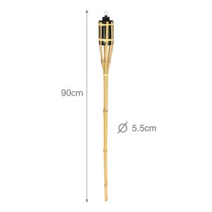 torche de jardin pour l'ext&eacute;rieur Set de 40 Torche de Bambou avec M&egrave;che d'ambiance D&eacute;coration Lampe &agrave; Huile Hauteur 90cm - Neuf