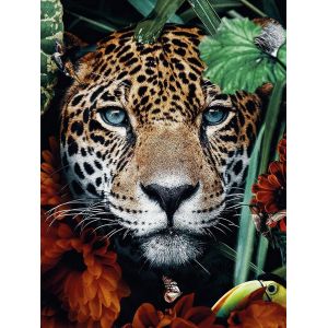 Ayuhr-5d Kit Complet De Broderie Diamant Tigre - Peinture Diamant Forêt Tropicale Rond Point De Croix - Décoration Murale Pour Chambre, Diy Diamond Painting Maison 30x40cm - Neuf