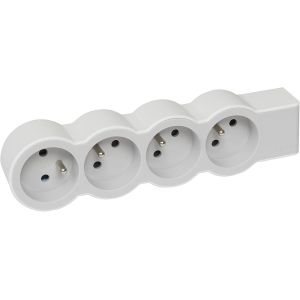 KALANKA-LEGRAND - Multiprise Extra-Plate à Câbler - 4 Prises avec Terre - Livrée Sans Cordon/Sans Fiche - Blanc et Gris Clair - Neuf