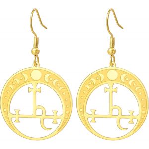 Kal-Lilith Boucles D'oreilles Pendantes Pour Les Femmes Sigil De Lilith Déesse Phase De La Lune Sorcière Païenne Hécate Amulette Triple Déesse De La Lune Bijoux Cadeaux Sorcières - Neuf
