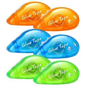 Lot De 6 Rouleaux De Colle Double Face Pour Rouleau De Colle Avec Ruban Pet R&eacute;sistant &Agrave; La D&eacute;chirure Pour Le Scrapbooking, Les Photos, Le Scrapbooking, L'&eacute;cole Et Le Bureau (8 Mmx8 M) - Neuf
