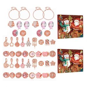 Bracelets calendrier de l'Avent de No&euml;l avec breloques &agrave; faire soi-m&ecirc;me pour la cr&eacute;ation de bijoux - 2 bracelets, 44 breloques, 2 bo&icirc;tes cadeaux - Neuf
