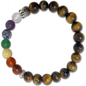 Chakra Bracelet With 7 Stones, Natural Stone Bracelet - Ball Bracelet With Elastic Bracelet, Energy Yoga Bracelet For Women Or Men - Neuf