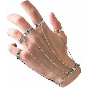 Bracelet Bohème À Anneaux Superposés, Bracelet Esclave En Argent, Bracelet Chaîne À Pompons Vintage, Bracelet Anneau Punk, Bracelet Chaîne Harnais Gothique, Bijoux Pour Femmes Et Filles, Cadeaux - Neuf