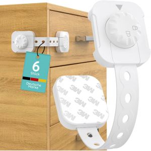 6 X Baby Self Adhesive Cupboard Drawer Locks - Neuf