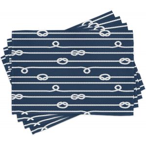 Sjzg-Bleu Marin Lot De Sets De Table En 8 Pi&egrave;ces, Sailor Noeuds Marine, Tissu Lavable Pour Salle &Agrave; Manger Et Cuisine, 30 Cm X 45 Cm, Marine Chameau - Neuf
