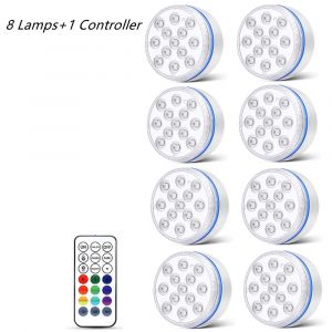 Lampe Submersible À 13 Led Avec Télécommande,Éclairage À Aimant Submergé Ip68,Rvb,Éclairage Pour - 8 Light 1 Controller-8.5cm - Neuf