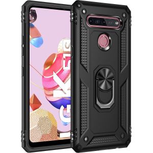 Kal-Coque Pour Lg K51s + 9h Verre Trempé, Étui Protection Tpu/Pc Souple Durable Avec Support De 360° Rotation Anneau Protection Antichoc Armor Box Coque, Noir - Neuf