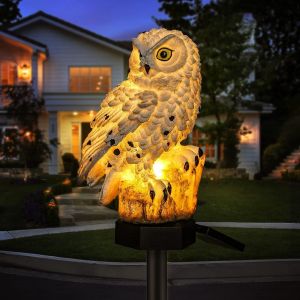 Lampe Solaire Led De Jardin En Forme De Hibou - Étanche - Éclairage Extérieur - Veilleuse Décorative Pour La Maison Et Le Jardin (Blanc) - Neuf