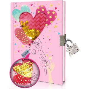 Eryi-Journal Intime Fille Avec Cadenas, 17,8x13,5cm 80 Feuilles Ligné Paillettes Secouables Cahier De Notes Joli Coeur Carnet Secret Enfants Cadeaux Pour Adolescents Pour Filles Et Garçons De 6 À 12 - Neuf