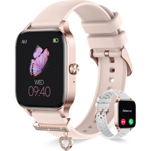Montre Connectée Femme Avec Appel Bluetooth Smartwatch Pour Android Ios Montre Connectée Tendance Podometre Calories Sommeil Fréquence Cardiaque Fonction Féminine 100+ Modes Sportifs Or Rose - Neuf